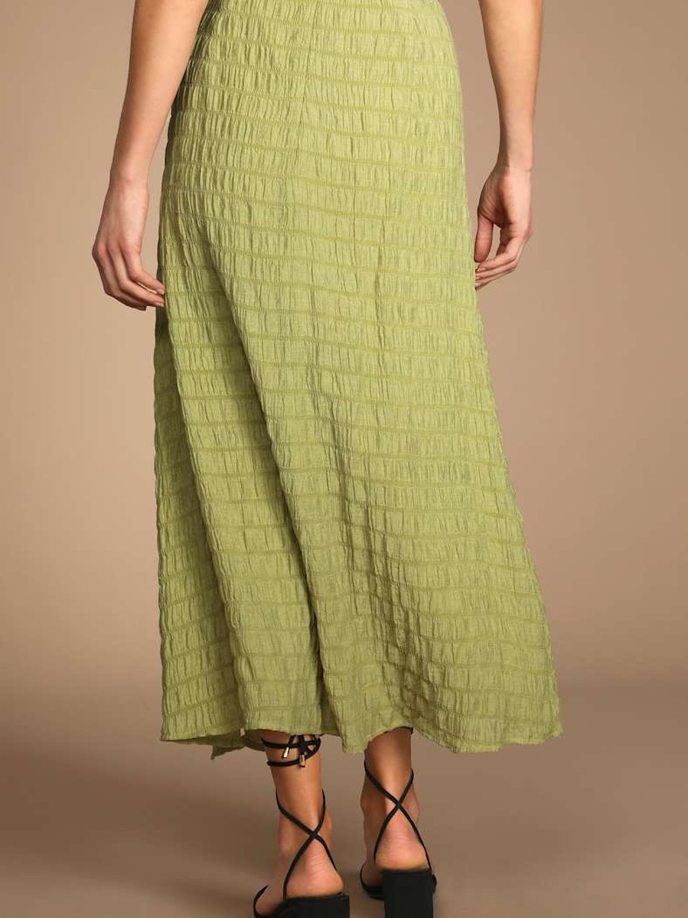 Lulus True Trend Green Crinkled Midi Skirt XL - Picture 4 of 12